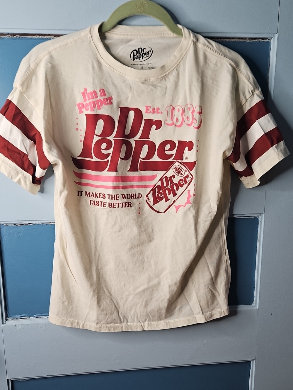 Dr Pepper Graphic Tee - Cream with Burgundy Print XS